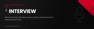 Now Entertainment Interview category banner with microphone icon
