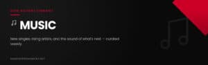 Now Entertainment Music category banner with musical note icon