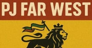 PJ Far West logo with lion and reggae flag elements.