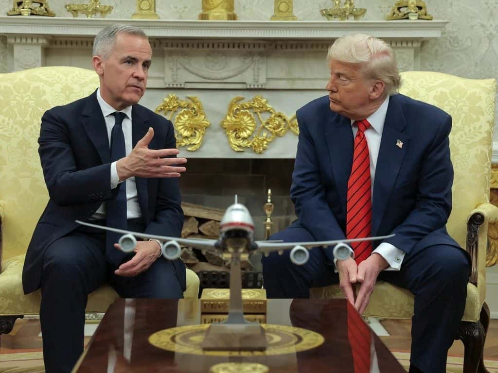 Canadian and U.S. leaders in a formal meeting on trade policies.